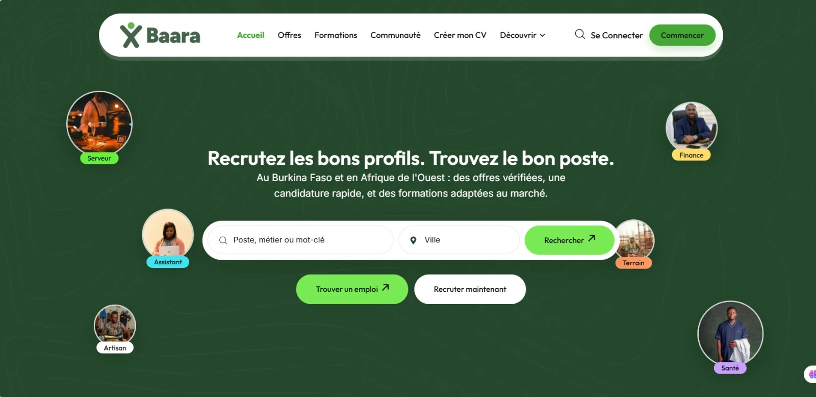 Baara — Accueil Web, visuel officiel fourni
